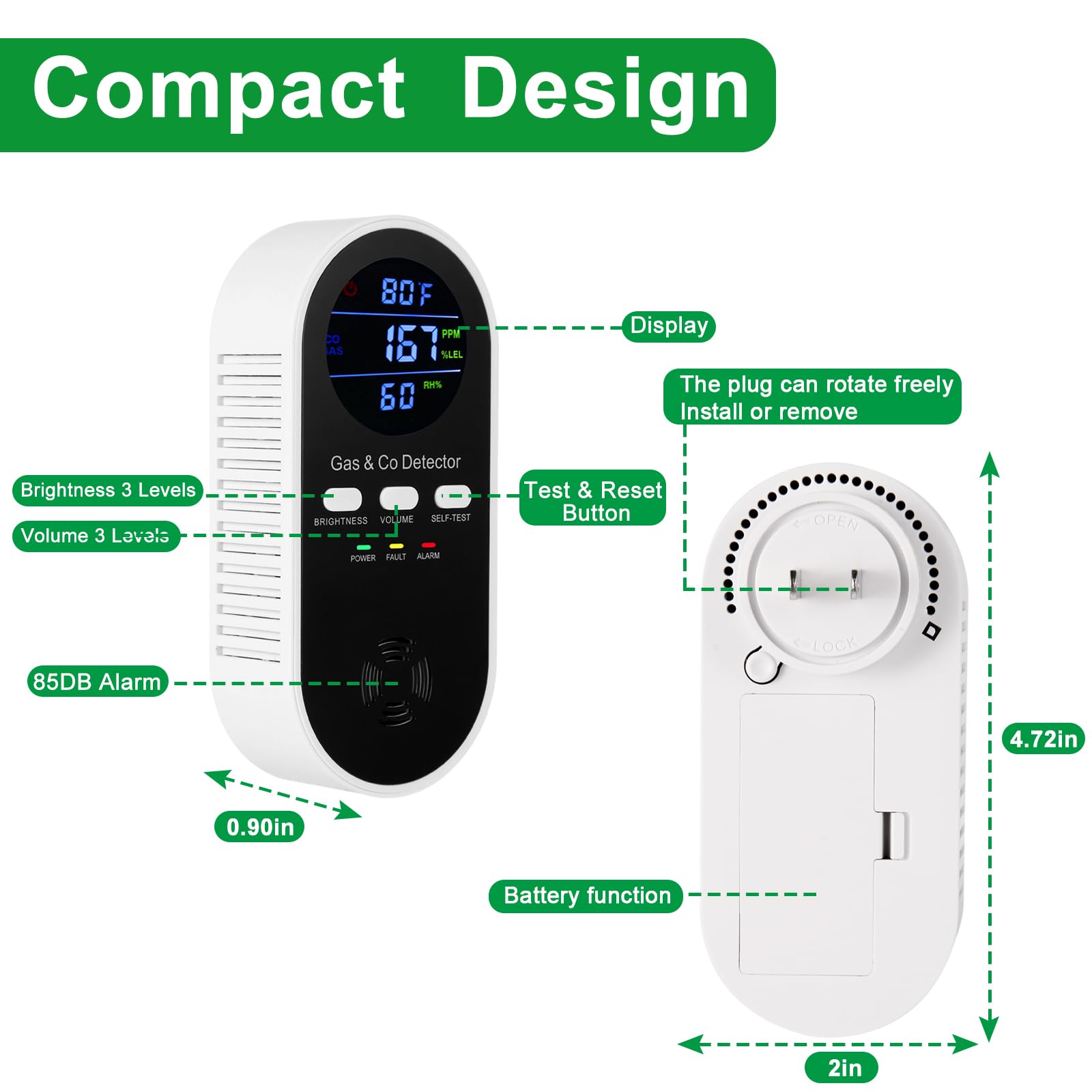5-w-1 Kombinowany Detektor Gaz – Co Detector Plug recenzja i cena